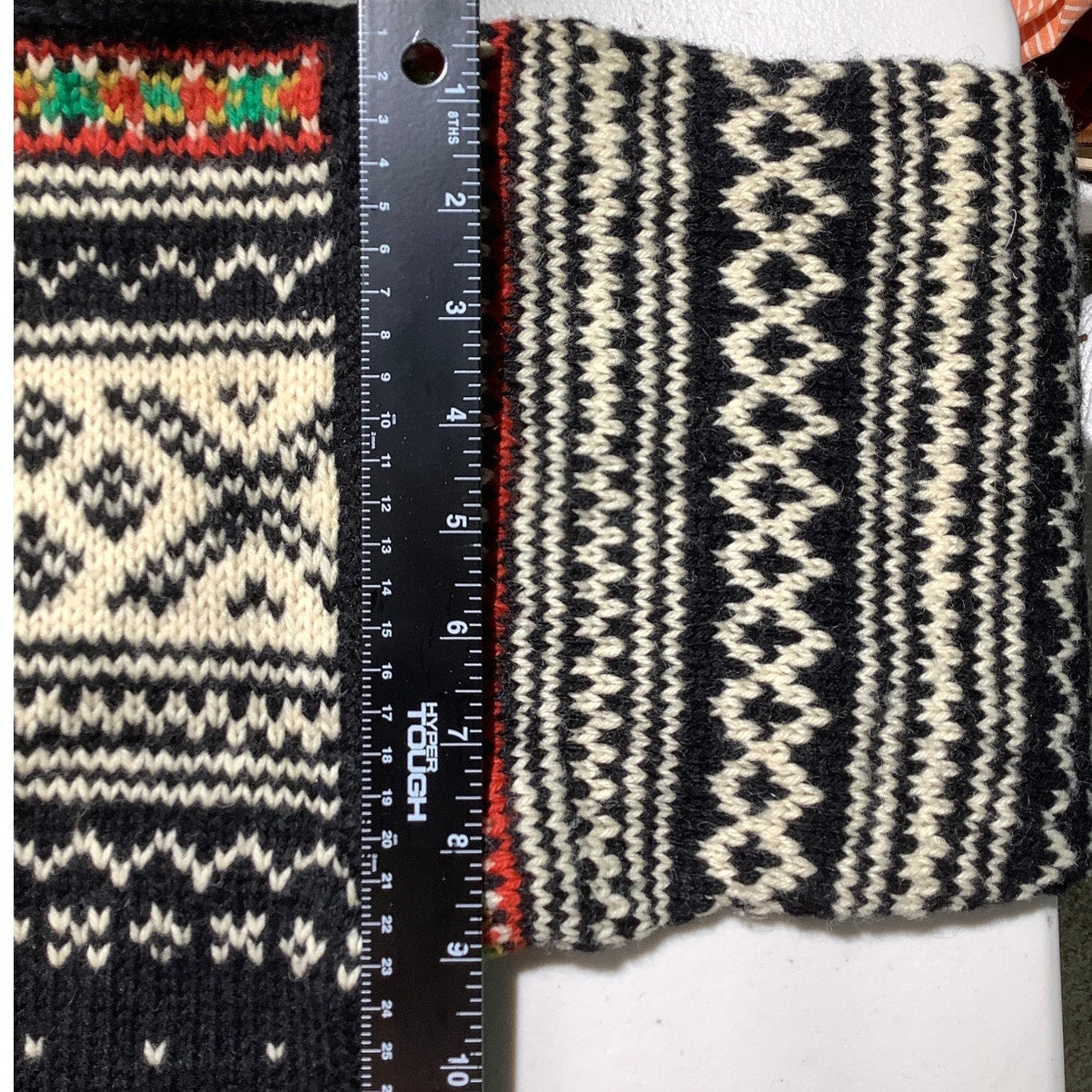 Noise Knit Wool Cardigan Black Multi-Color – Vintage, Nordic, Button Front
