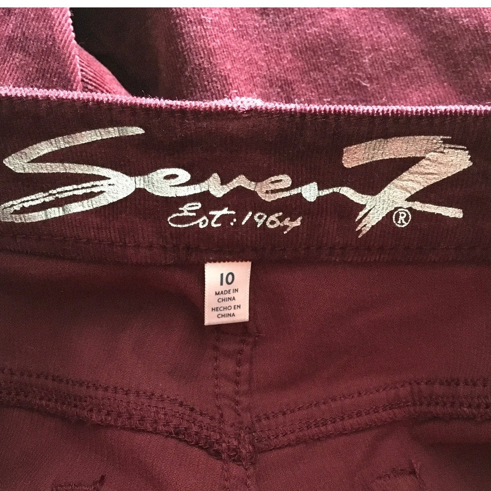 Seven7 Maroon Corduroy Ultra High-Rise Skinny Pants Size 10 - Y2K, Preppy, Chic