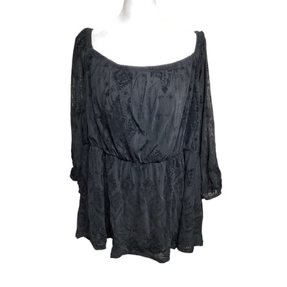 Torrid Black Velvet Paisley Babydoll Top Size 3 Whysigoth Goth Whysical Flowy