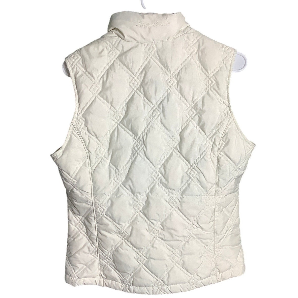 Eddie Bauer Cream Quilted Goose Down Vest Women’s Small — Outdoor, Cozy, Classic