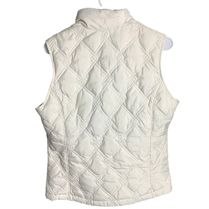 Eddie Bauer Cream Quilted Goose Down Vest Women’s Small — Outdoor, Cozy, Classic
