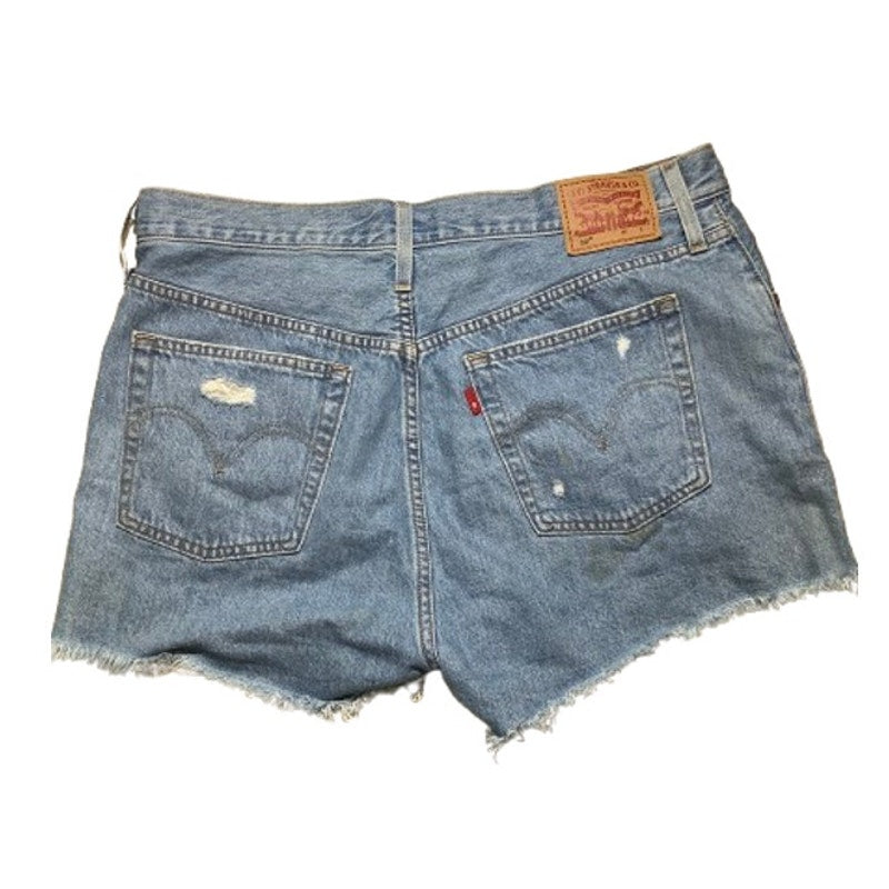 Levi’s 501 Distressed Denim Shorts Women’s 32W — High Rise, Button Fly, Cutoff