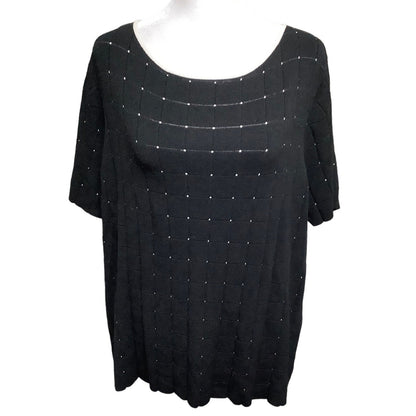 Elisabeth 2X Black Long Sleeve Top – Grandmacore, Preppy, Polka Dot Charm