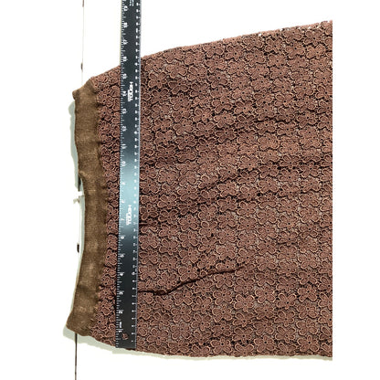 Brown Floral Lace Midi Skirt Women’s — Lined, Drawstring Waist, Elegant