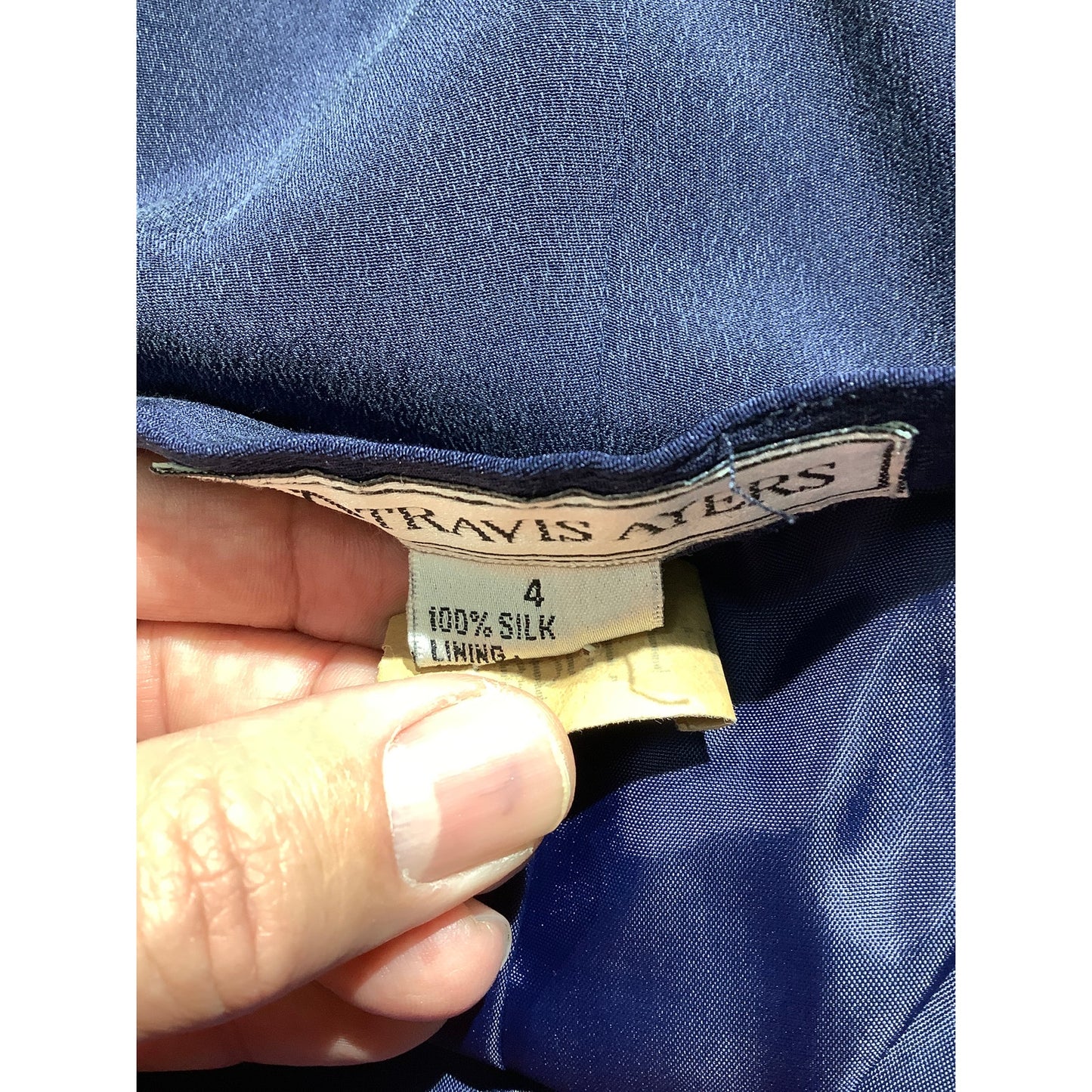 Travis Ayers Navy Blue Silk Dress Slacks Women 4 — Luxury, Classic, Formal