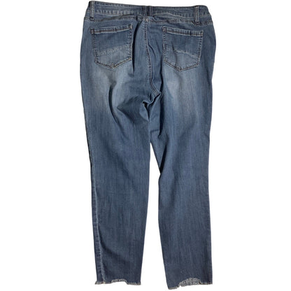 1822 Denim Blue Distressed Raw Hem Jeans Women’s 14 — Y2K, Casual, Edgy