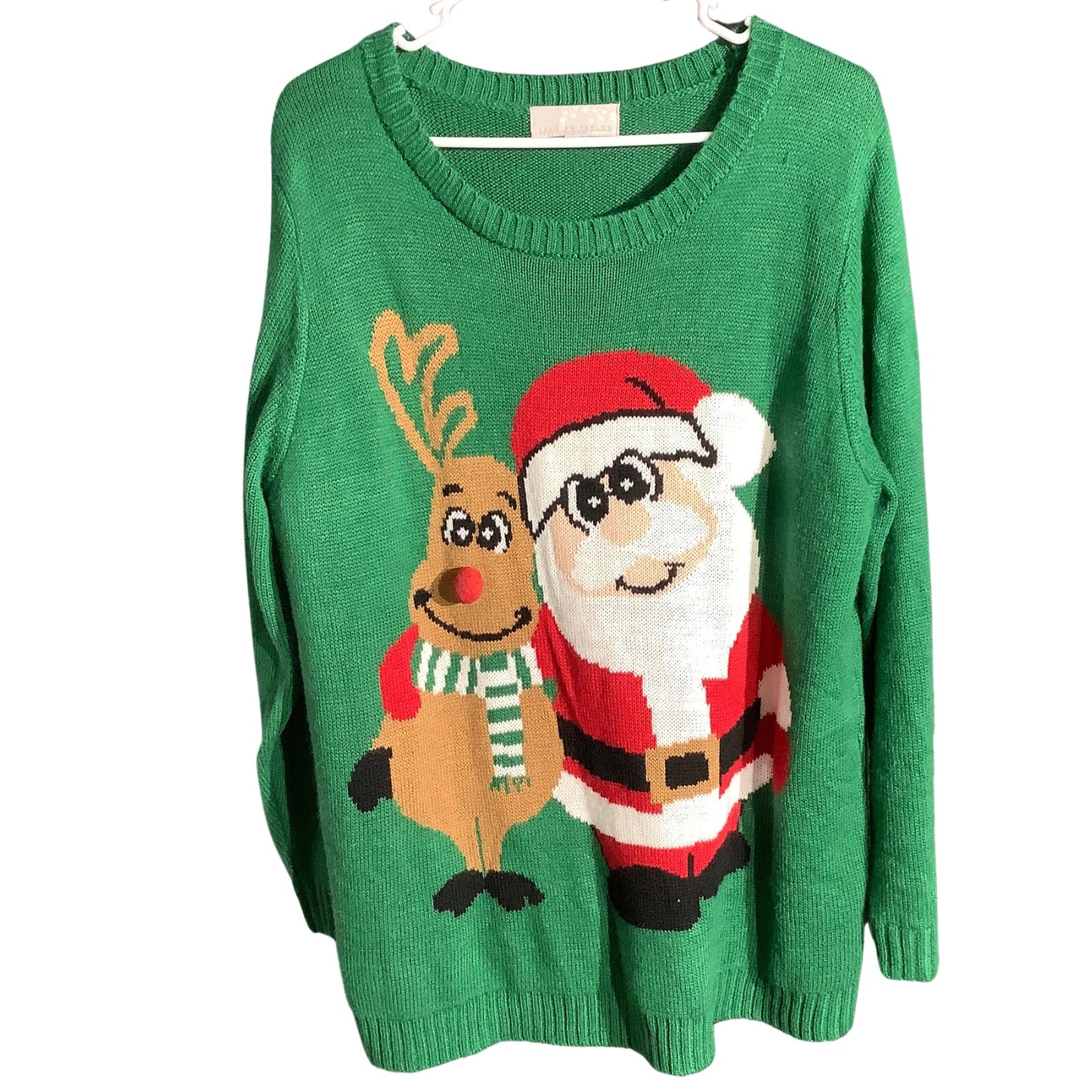 Carolyn Taylor Santa Reindeer Christmas Sweater Women’s 2X — Festive, Novelty
