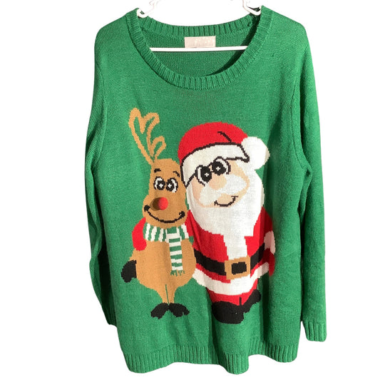 Carolyn Taylor Santa Reindeer Christmas Sweater Women’s 2X — Festive, Novelty