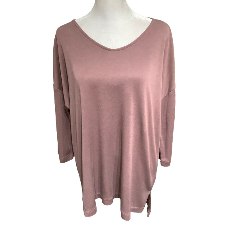 Pure Jill Women's Tunic M Mauve 3/4 Sleeve Relaxed Fit V-Neck