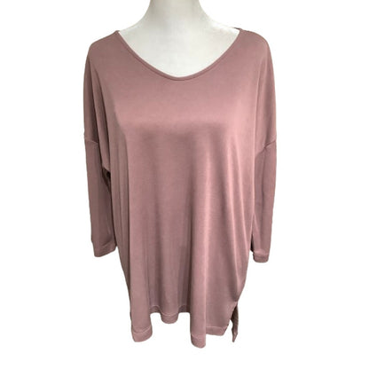 Pure Jill Women's Tunic M Mauve 3/4 Sleeve Relaxed Fit V-Neck