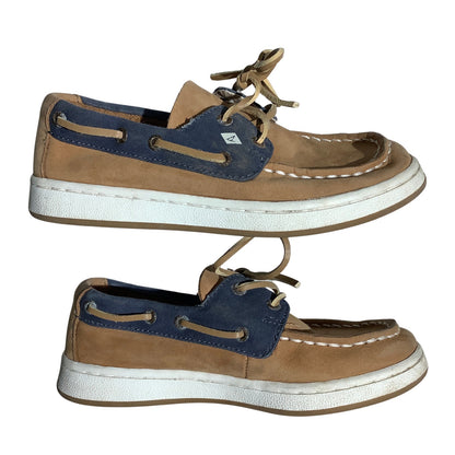 Sperry Top-Sider Child Size 12.5M Tan/Blue Leather — Nautical, Casual, Preppy