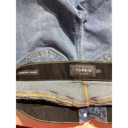Torrid Women's 12 Short Bombshell Skinny Distressed Blue Jeans