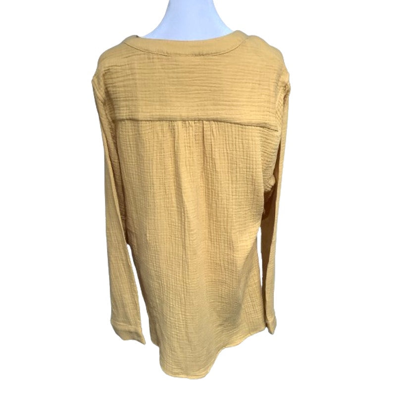 Mote Top Gauze Mustard Yellow Long Sleeve XXL Relaxed Boho Lagenlook