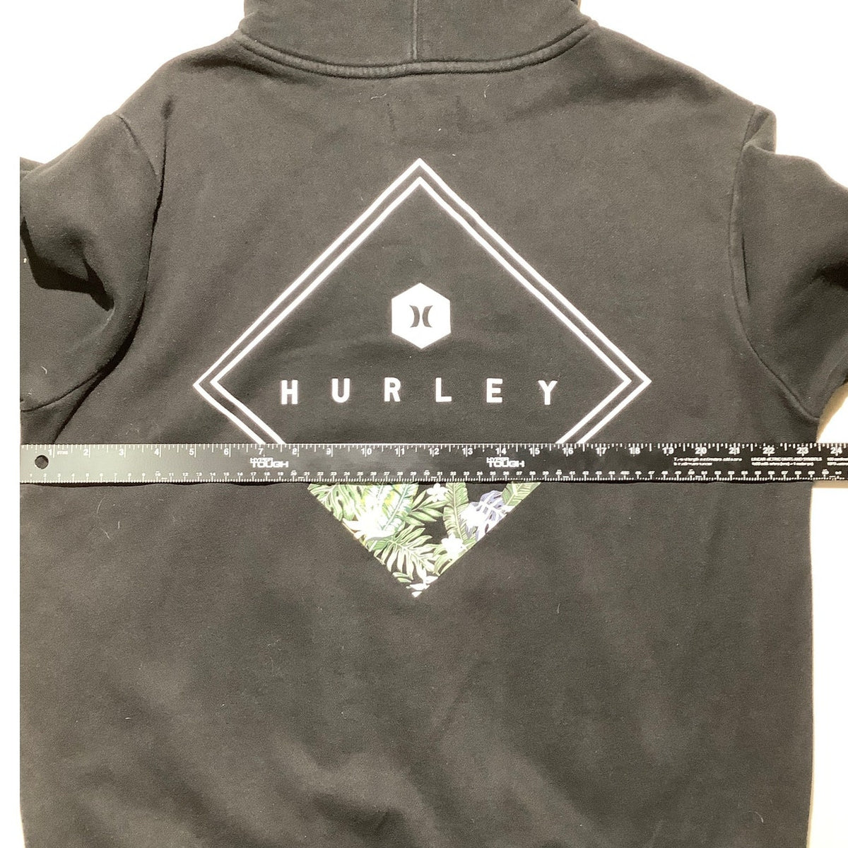 Hurley Men's XL Black Tropical Leaf Logo Pullover Hoodie Surf Skate