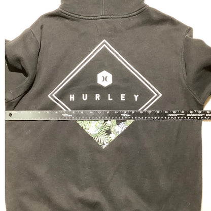 Hurley Men's XL Black Tropical Leaf Logo Pullover Hoodie Surf Skate