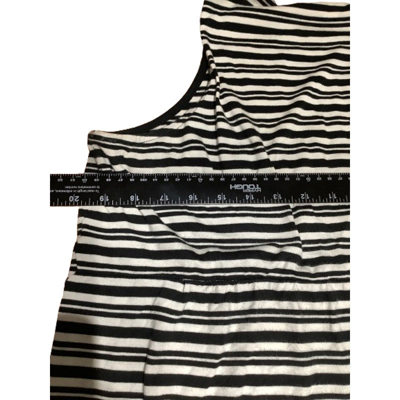 J.Jill Petite Sleeveless Striped Top, Black and White Sz M Office Relaxed Summer