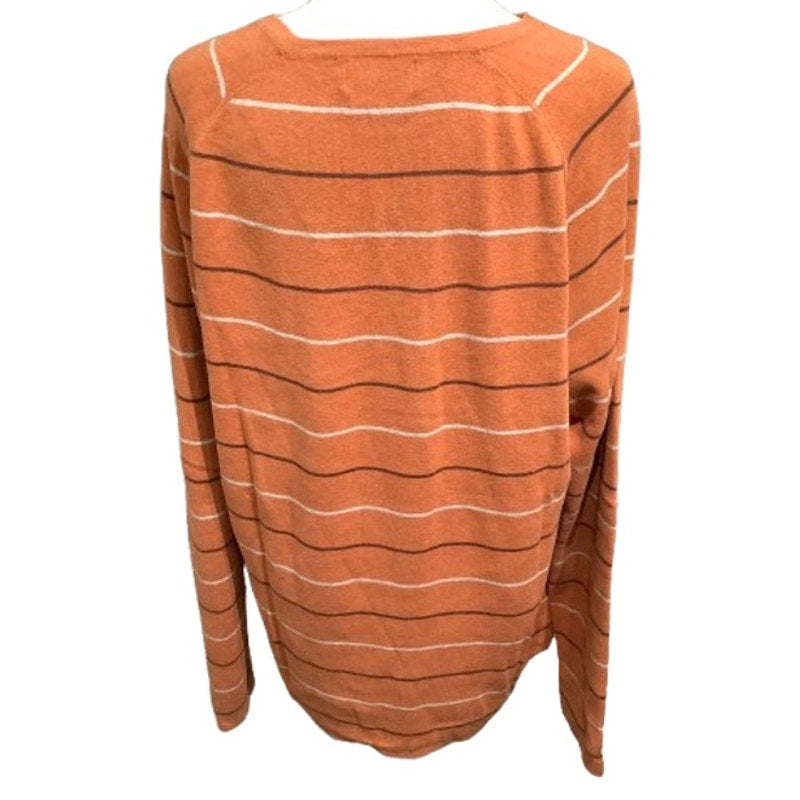 Banana Republic Orange Striped Cotton Sweater, Size L - Preppy, Cozy, Classic