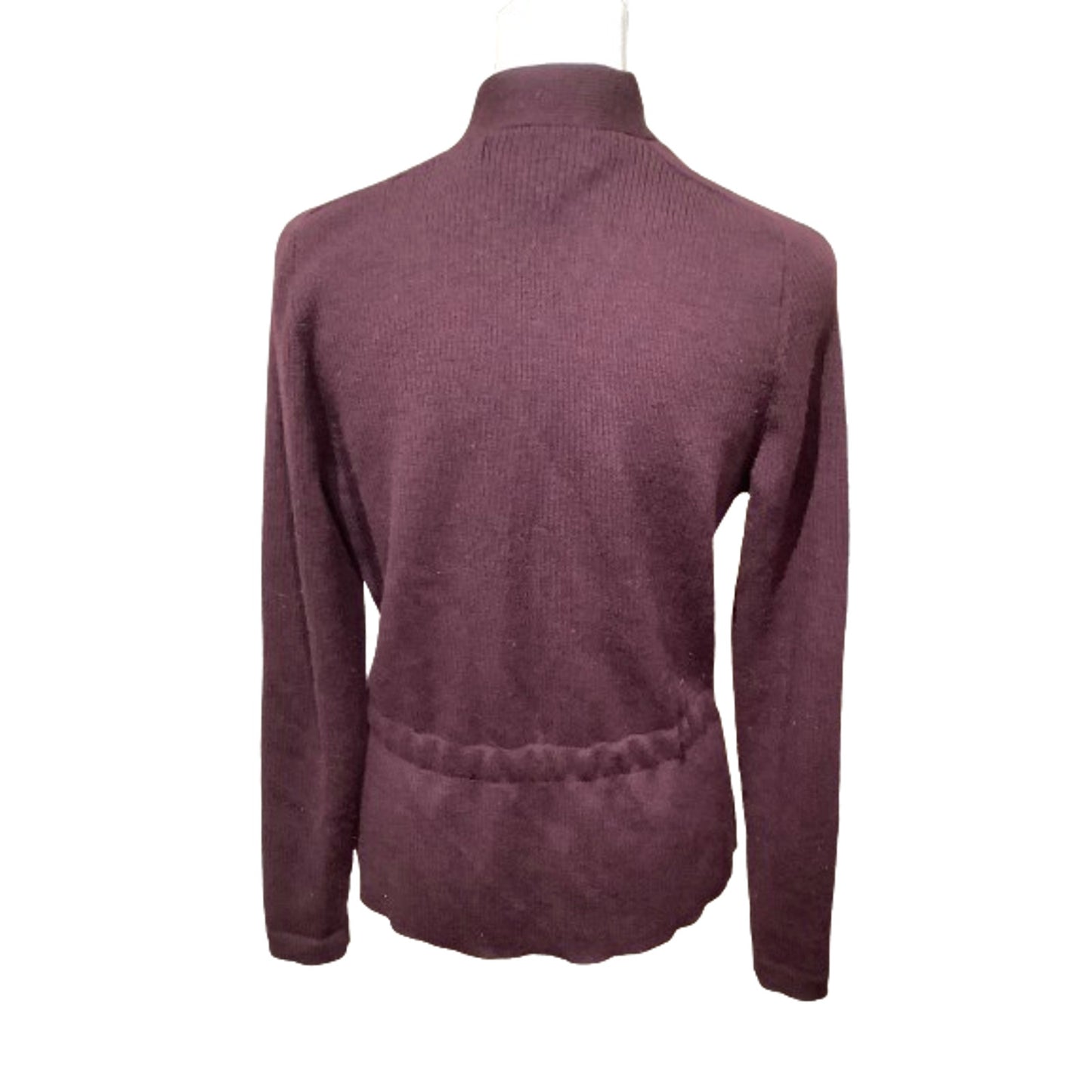 A Giannetti Plum Cardigan Large Boho Cottagecore Retro Tie Button Closure