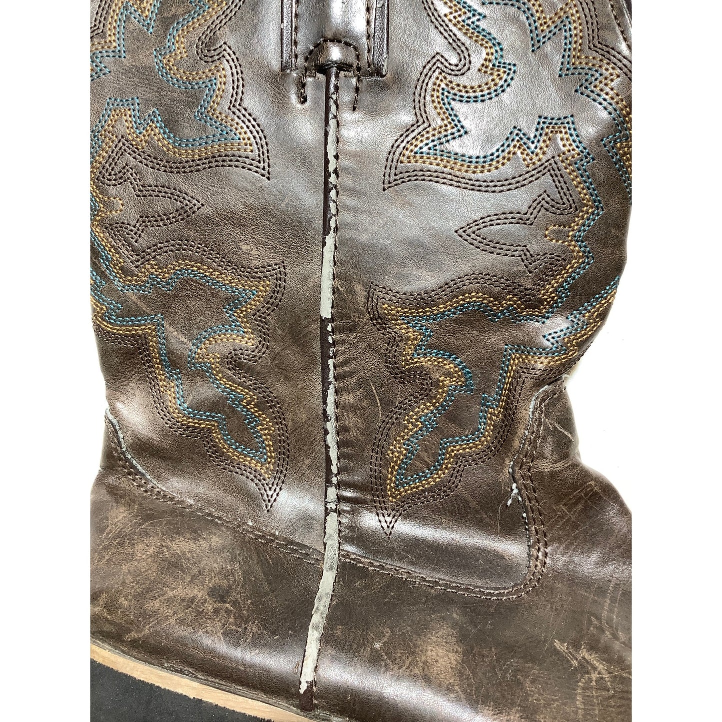 Roper Brown Leather Western Cowboy Boots Kids Size 2— Rodeo, Country, Square Toe