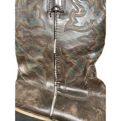 Roper Brown Leather Western Cowboy Boots Kids Size 2— Rodeo, Country, Square Toe