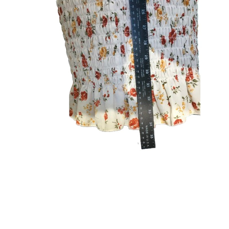 Trixxi Cream Floral Smocked Dress Size L - Cottagecore, Feminine, Romantic