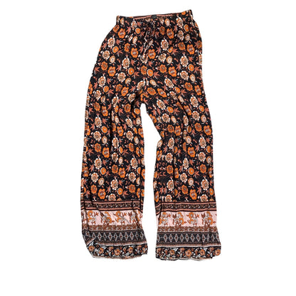 SHEIN Floral Print Boho Pants Women Size 6 — Tie Front, Wide Leg, Lightweight