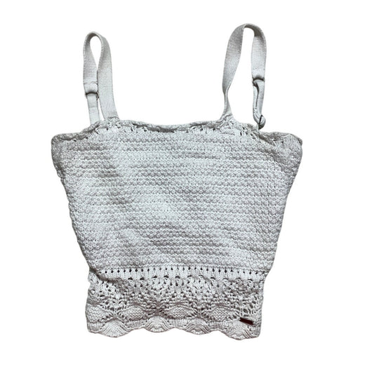 Hollister White Crochet-Style Tank Top Women’s Size XS — Boho, Summer, Casual