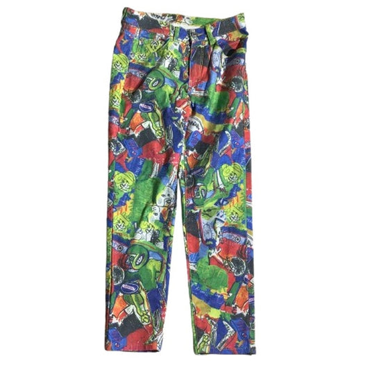 Graffiti Print Jeans Women’s Size 30W – Multi-Color, Artistic, Statement