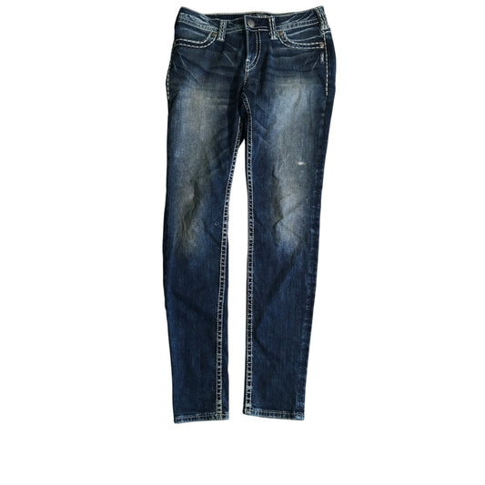 Silver Suki Mid Super Skinny Jeans Size 29W 31L - Y2K, Streetwear, Embroidered