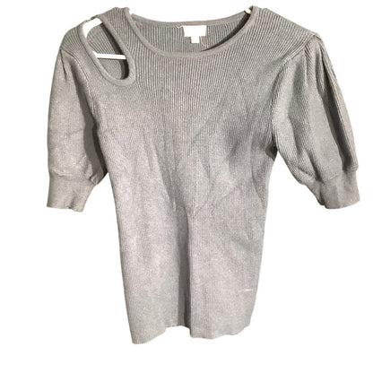 Hem & Thread Women’s M Light Blue Ribbed Cutout Top — Y2K, Minimalist, Chic