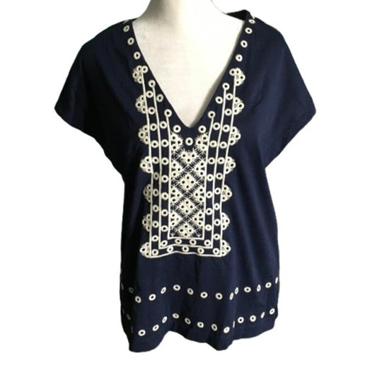 J.Crew Navy V-Neck Top Size XS - Boho, Casual, Preppy