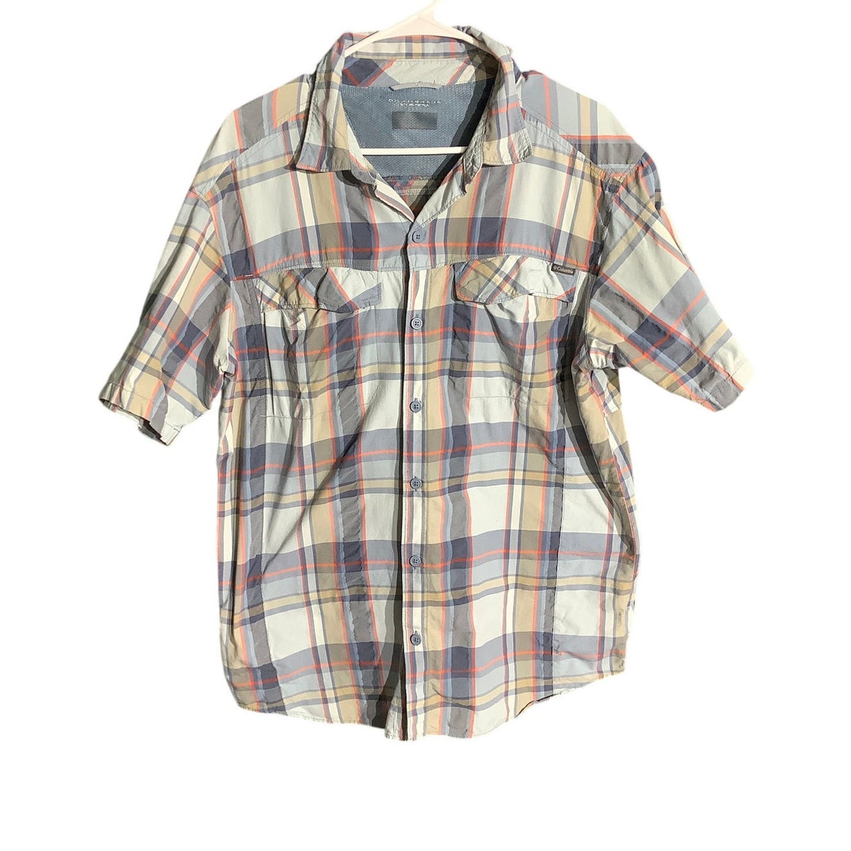 Columbia PFG Men's S Blue Plaid Performance Fishing Button Down Outdoor