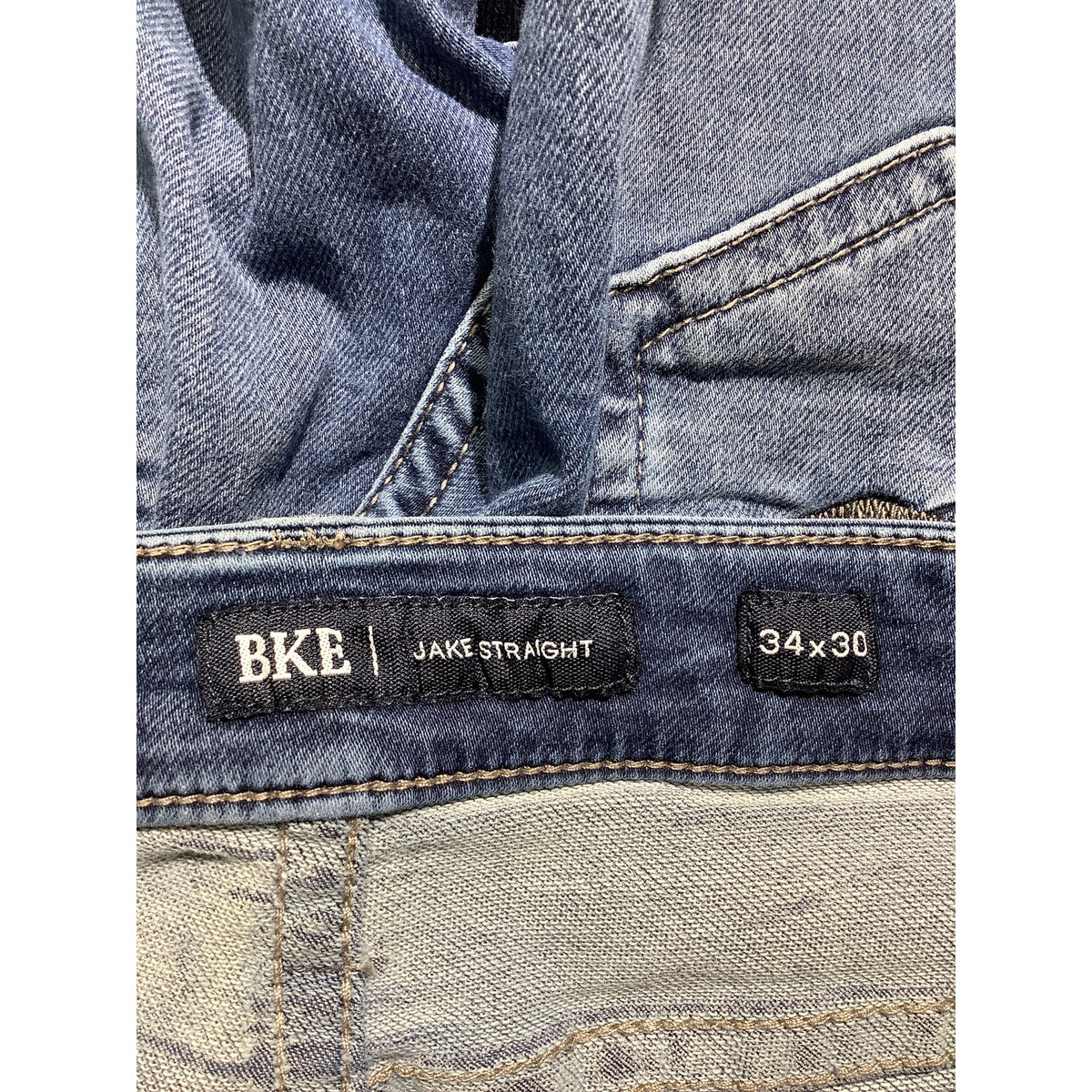 BKE Jake Men’s 34x30 Dark Blue Straight Leg Jeans — Distressed, Western, Casual