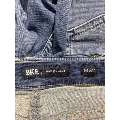 BKE Jake Men’s 34x30 Dark Blue Straight Leg Jeans — Distressed, Western, Casual