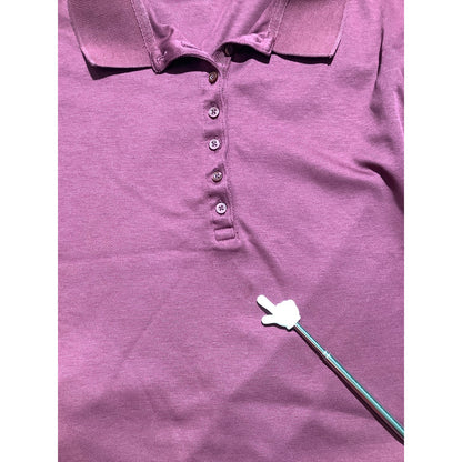 Lands’ End Burgundy Long Sleeve Polo Women’s XL— Casual, Classic, Button Placket