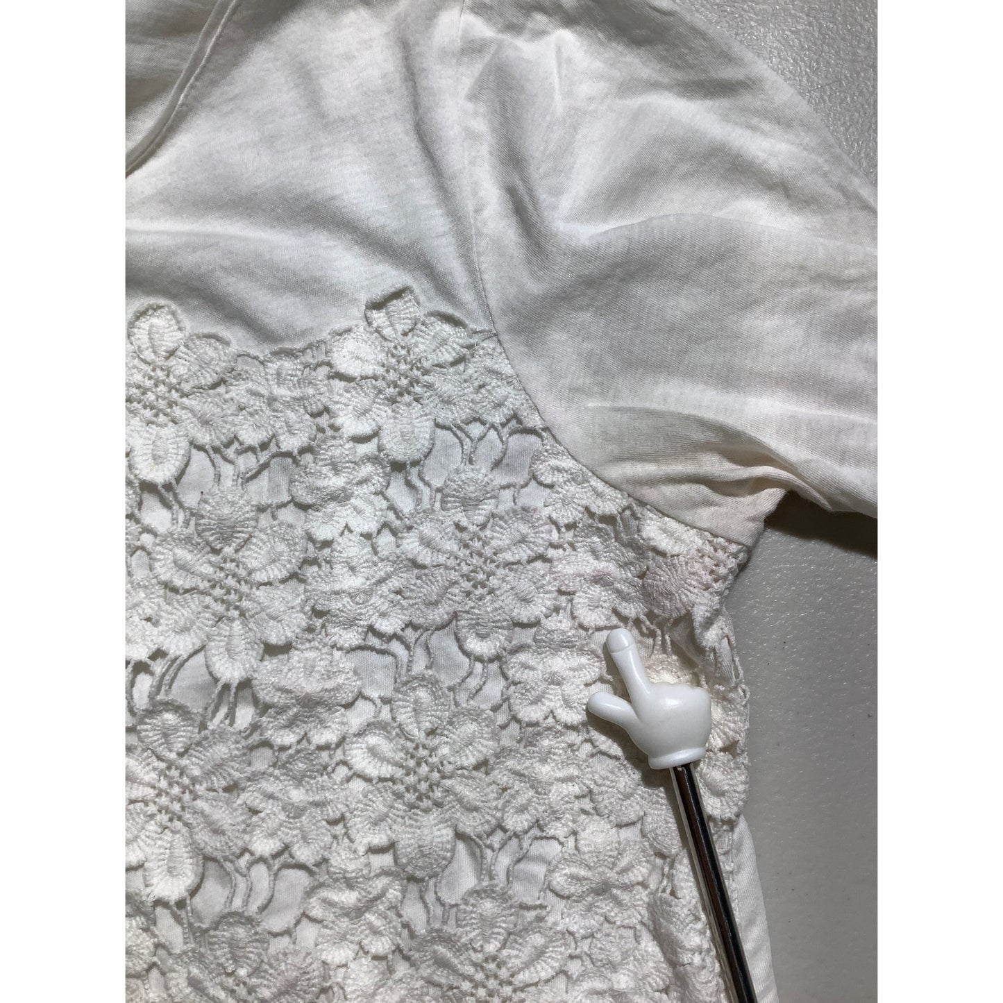 J.Crew White Lace Overlay Top Women’s Small – Elegant, Embroidered, 100% Cotton