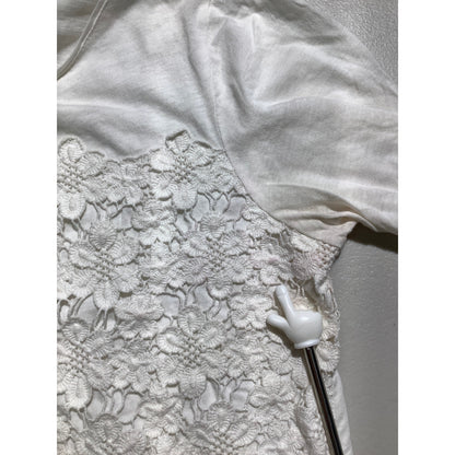 J.Crew White Lace Overlay Top Women’s Small – Elegant, Embroidered, 100% Cotton