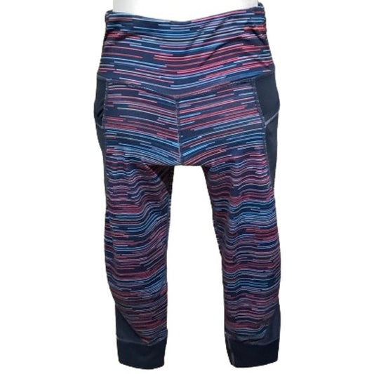 Athleta Cropped Blue/Multicolor Leggings S High-Waisted Activewear Athleisure