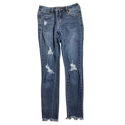 Just USA Girls Denim Blue Distressed Jeans Size 10 — Trendy, Casual, Streetwear