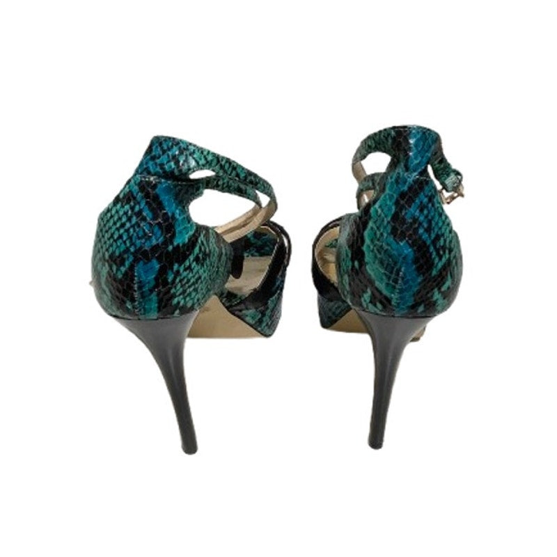 ShoeDazzle Green/Black/Blue Snakeskin Heels Size 8 - Statement, Glam, Night Out