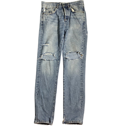 Zara Man Acid Wash Distressed Jeans Men 30 — Premium Denim, Streetwear, Raw Hem