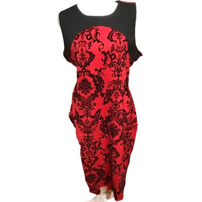 Spense Red and Black Dress, Size 12, Goth Regency Paisley Style