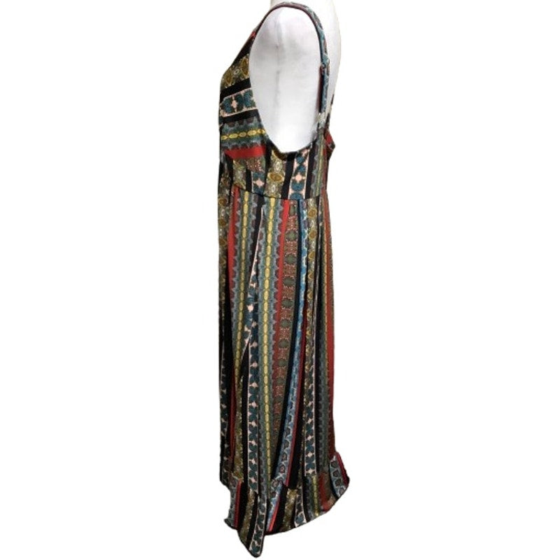 Tahari Multicolor Maxi Dress Size L - Boho, Statement, Fall Ready