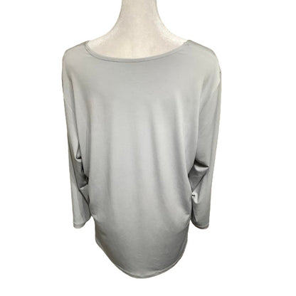 Susan Graver 3/4 Sleeve Top, Grey, Size L - Minimalist, Versatile, Cozy