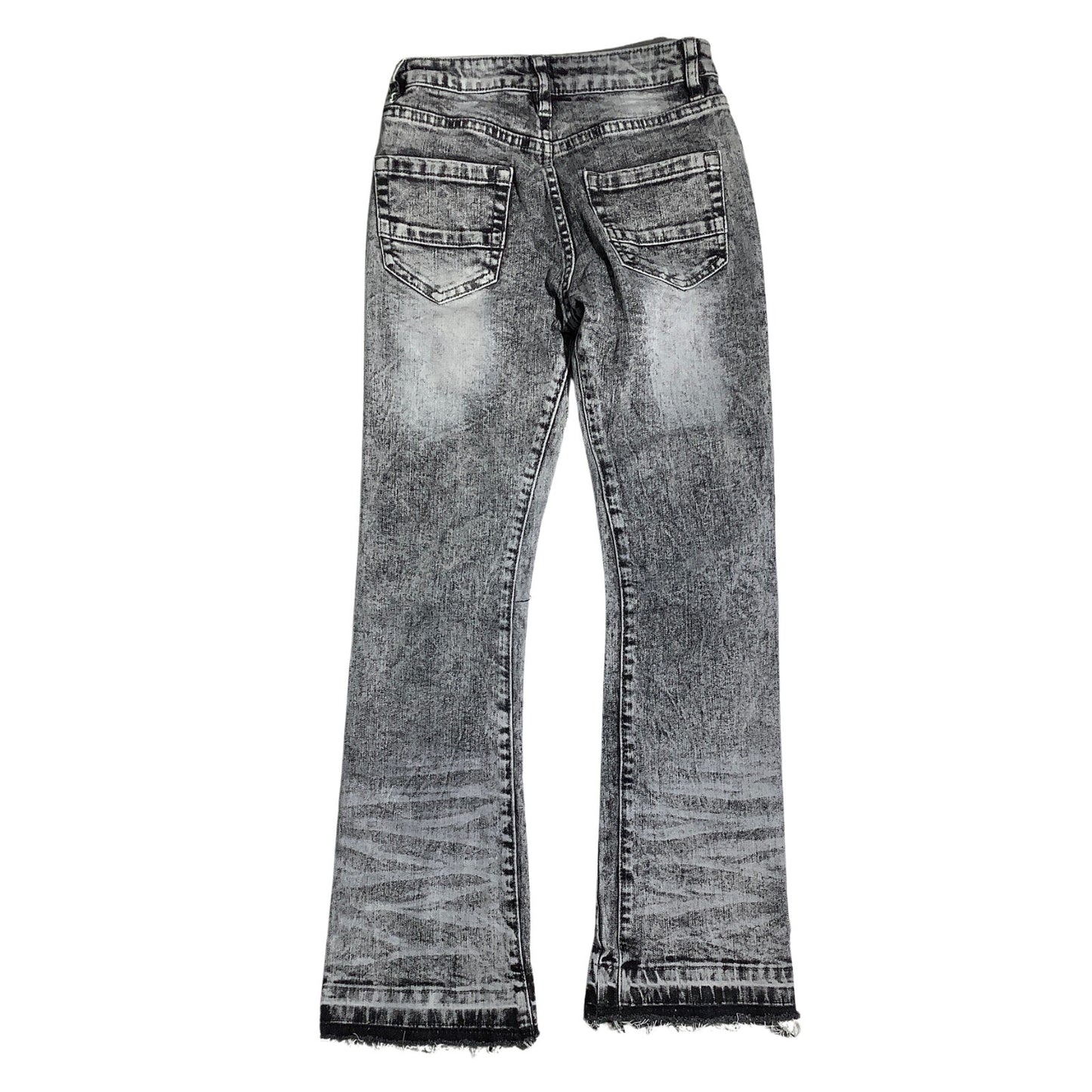 Nova Kids Black Gray Acid Wash Jeans Child Size 7 — Distressed, Bootcut, Trendy