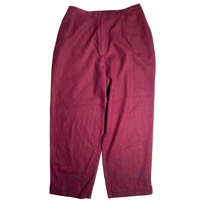 Norton McNaughton Cropped Pants Women's Size 10—Embroidered, Linen Blend, Casual