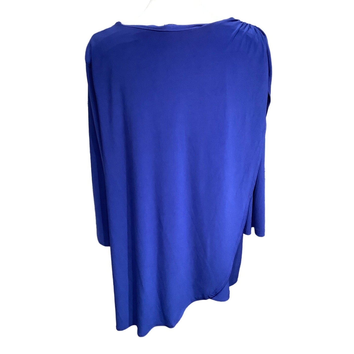 Clara Sun Woo Bright Blue Wrap Tunic, Size 1X, Minimalist, Boho, Casual Chic