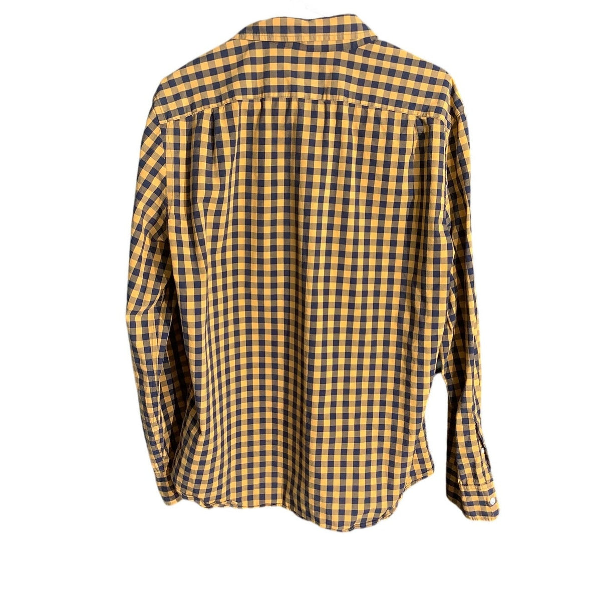 J.Crew Men's L Yellow Blue Gingham Slim Flex Washed Button Down Shirt