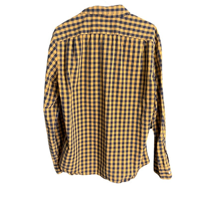 J.Crew Men's L Yellow Blue Gingham Slim Flex Washed Button Down Shirt