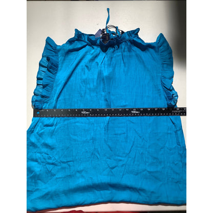Rachel Roy Tie Front Blouse Women’s Size L — Ruffle Sleeve, Mandarin Collar, NWT